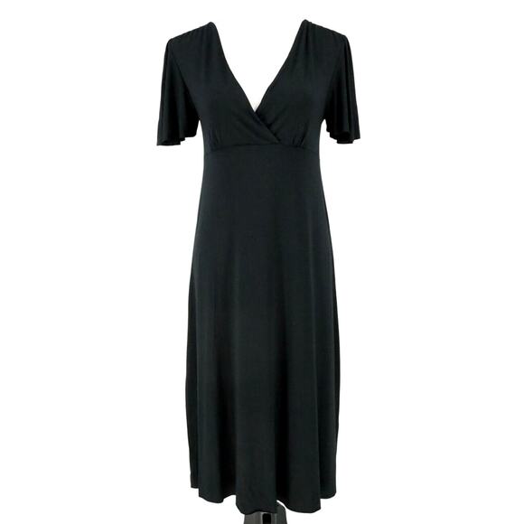 Ralph Lauren Jeans Co Dress Womens Medium Black Stretch Knit Maxi Empire Waist - Picture 1 of 12